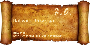 Hatvani Orsolya névjegykártya